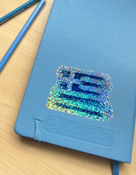 Greek Flag Waterproof Glitter Sticker