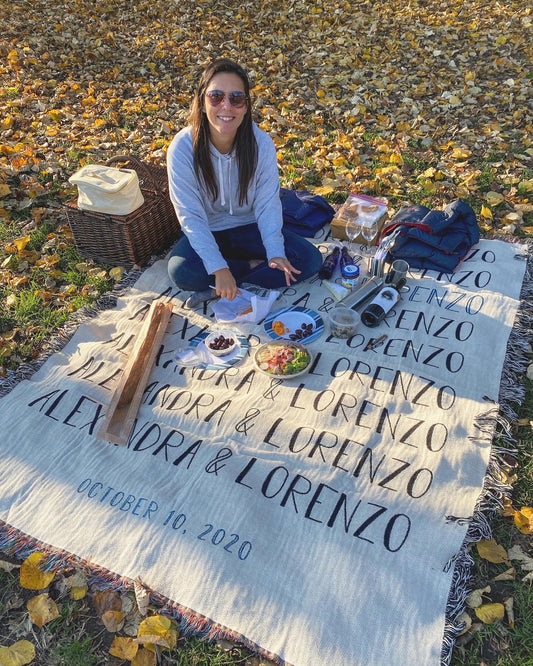 Couples Blanket with Date - Natural