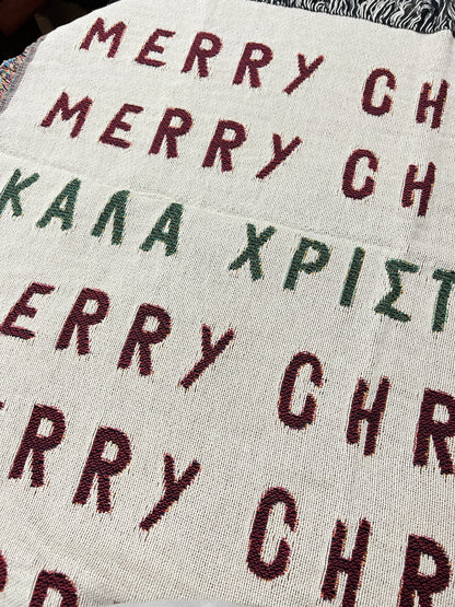 Merry Christmas Kala Xristougenna Christmas Blanket