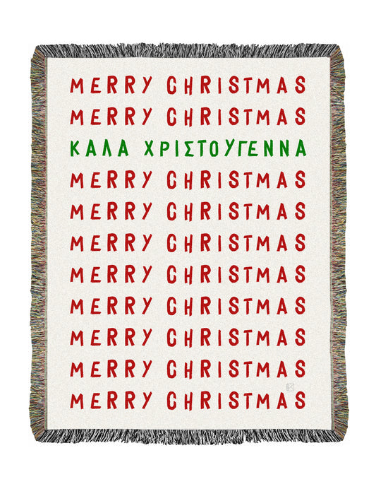 Merry Christmas Kala Xristougenna Christmas Blanket