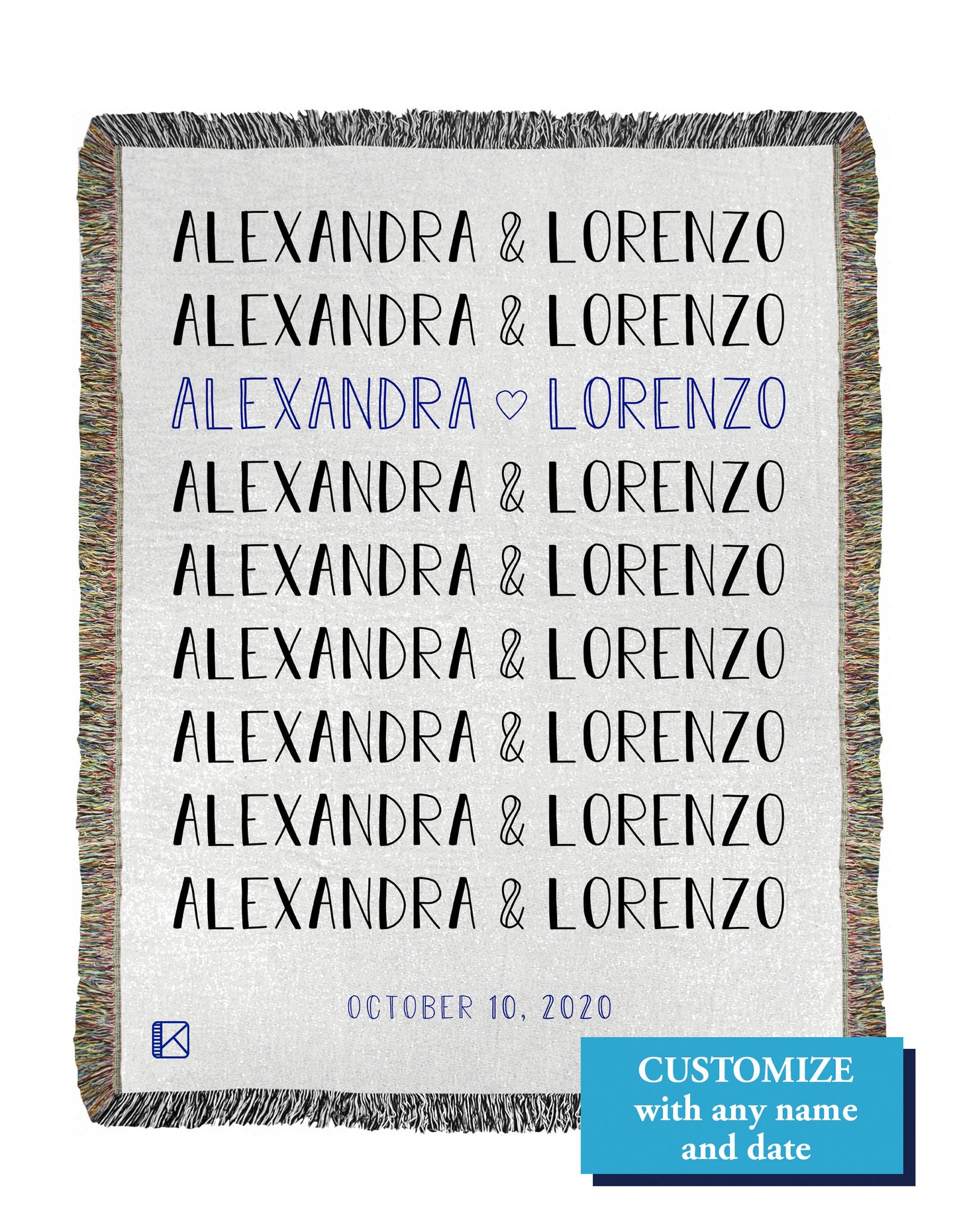 Couples Blanket with Date - Natural