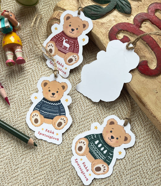 Christmas Teddy Bear Gift tags - Set of 12