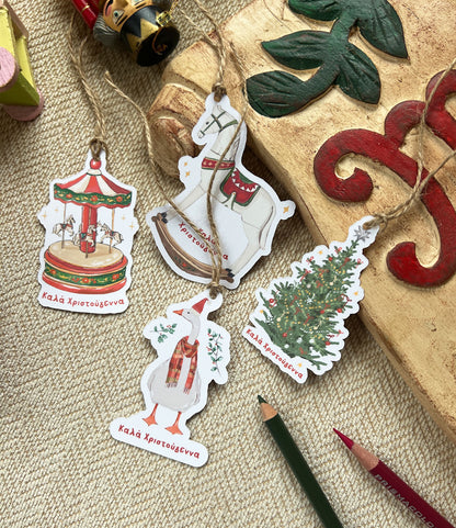 Vintage Toys Christmas Gift tags - Set of 12