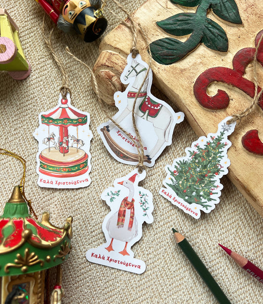 Vintage Toys Christmas Gift tags - Set of 12