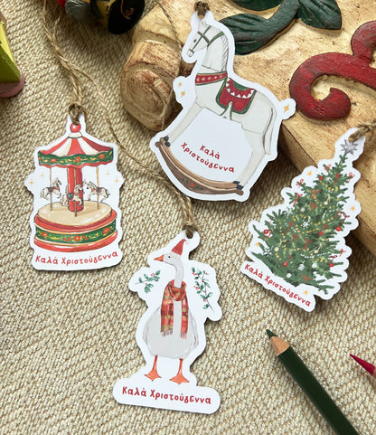 Vintage Toys Christmas Gift tags - Set of 12