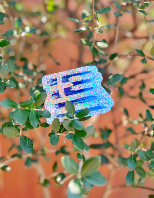 Greek Flag Waterproof Glitter Sticker