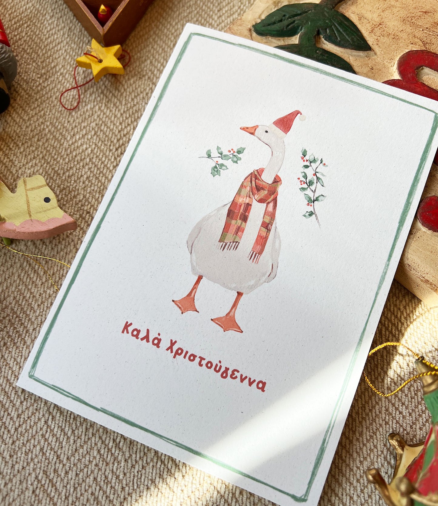 Christmas Goose Greek Christmas Card