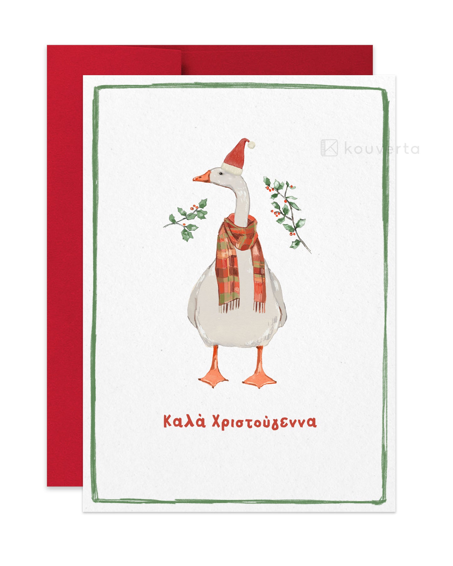 Christmas Goose Greek Christmas Card